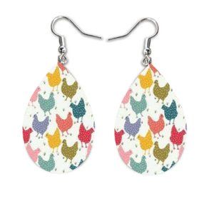 Chicken Theme Teardrop Earrings